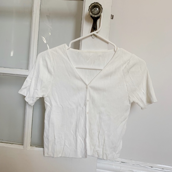 Chicwish Button V-Neck Sleeve Rib Knit Top - Picture 3 of 3